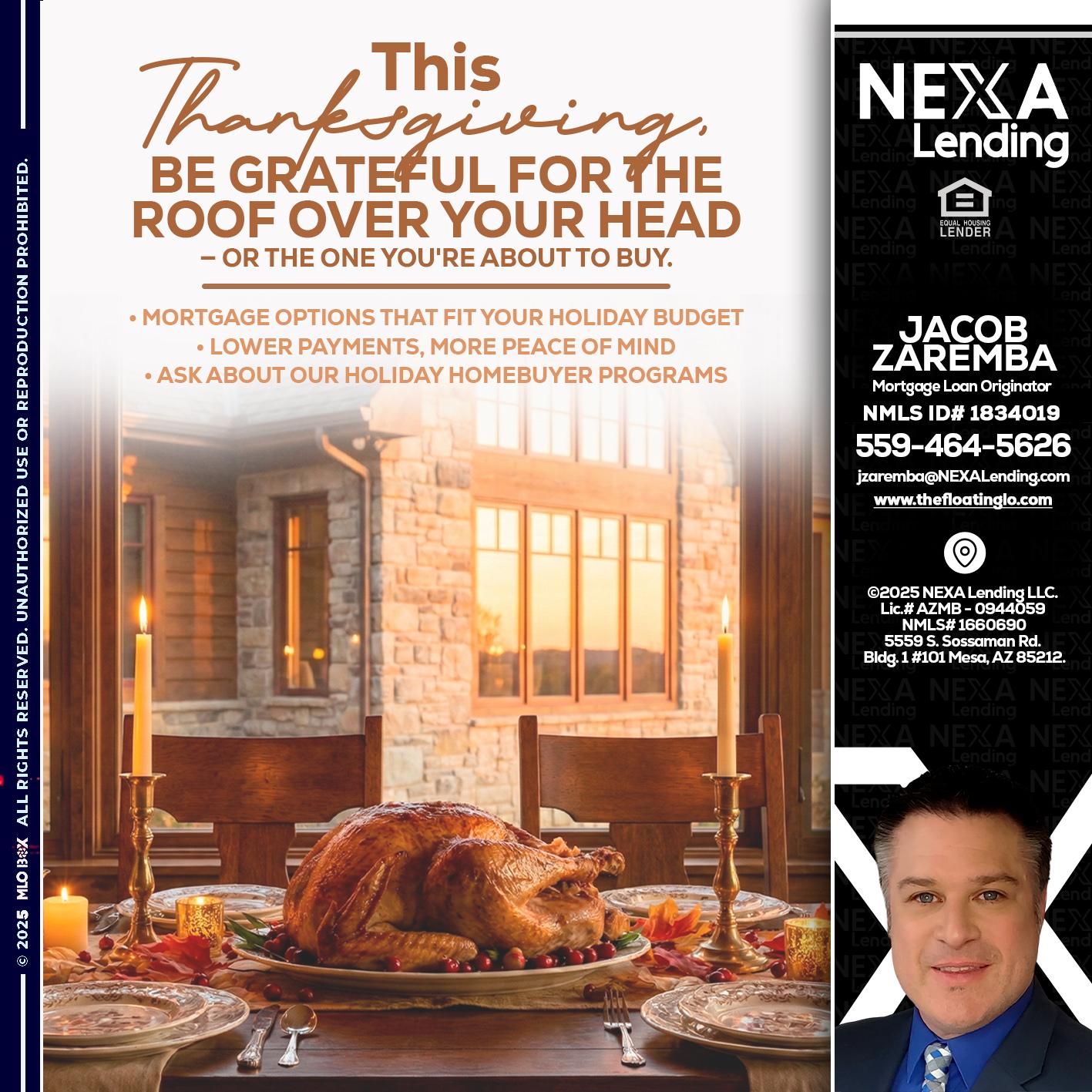 THIS THANKSGIVING - Jacob Zaremba -MLO RMLO CMLO