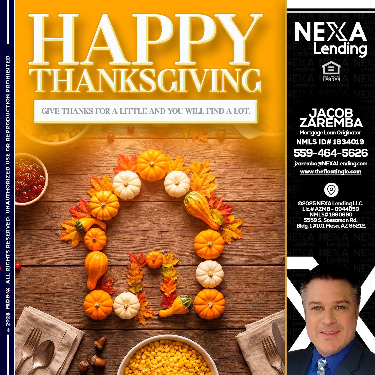 HAPPY THANKSGIVING - Jacob Zaremba -MLO RMLO CMLO