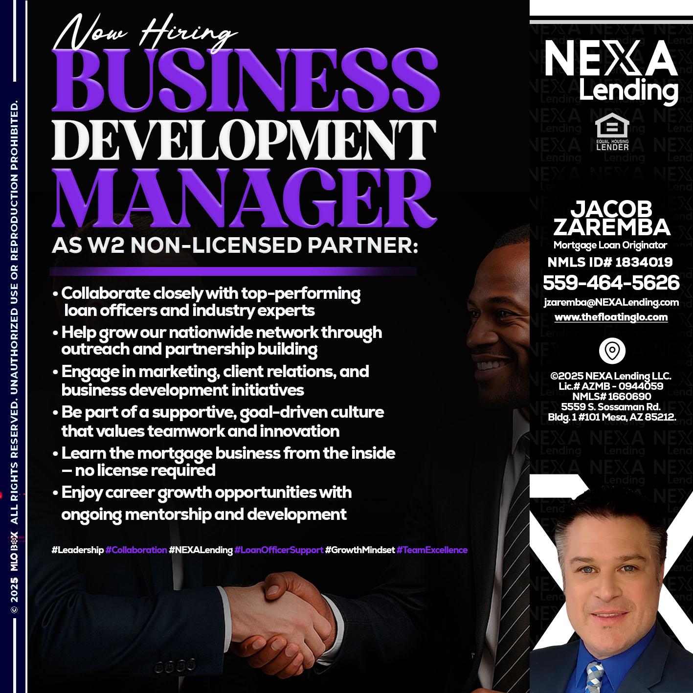 NOW HIRING - Jacob Zaremba -MLO RMLO CMLO