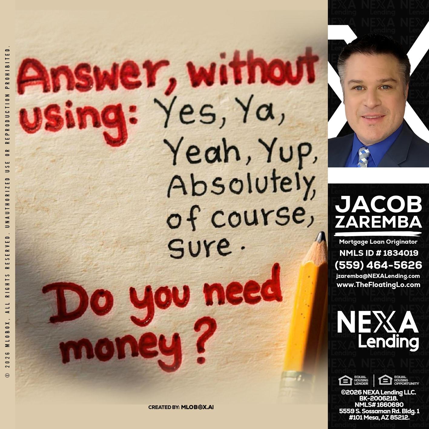 answer without - Jacob Zaremba -MLO RMLO CMLO