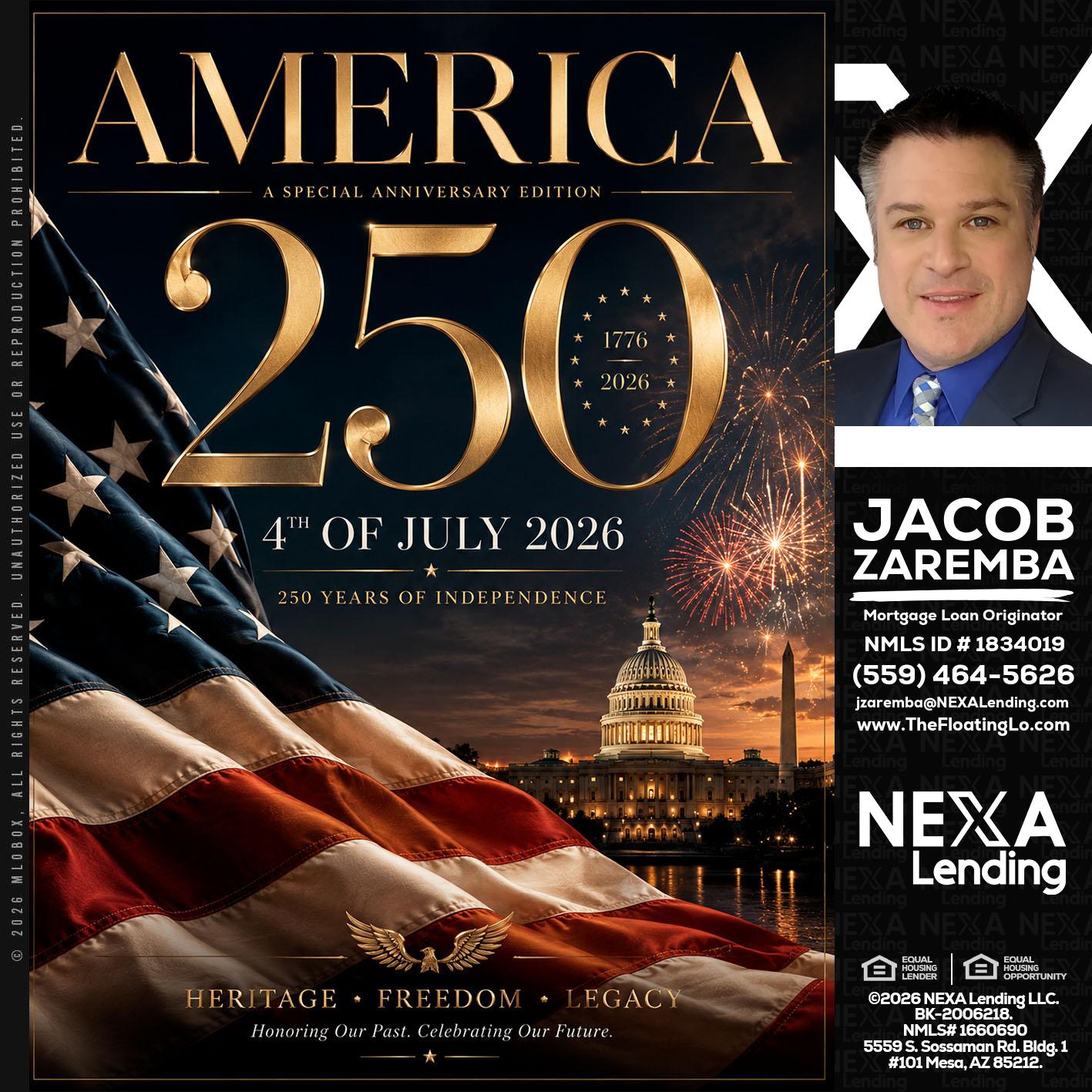AMERICA 250 TH - Jacob Zaremba -MLO RMLO CMLO