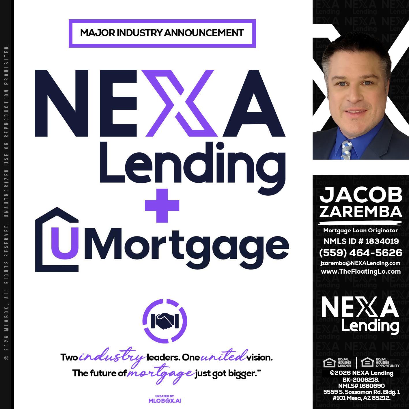 NEXA LENDING U MORTGAGE - Jacob Zaremba -MLO RMLO CMLO