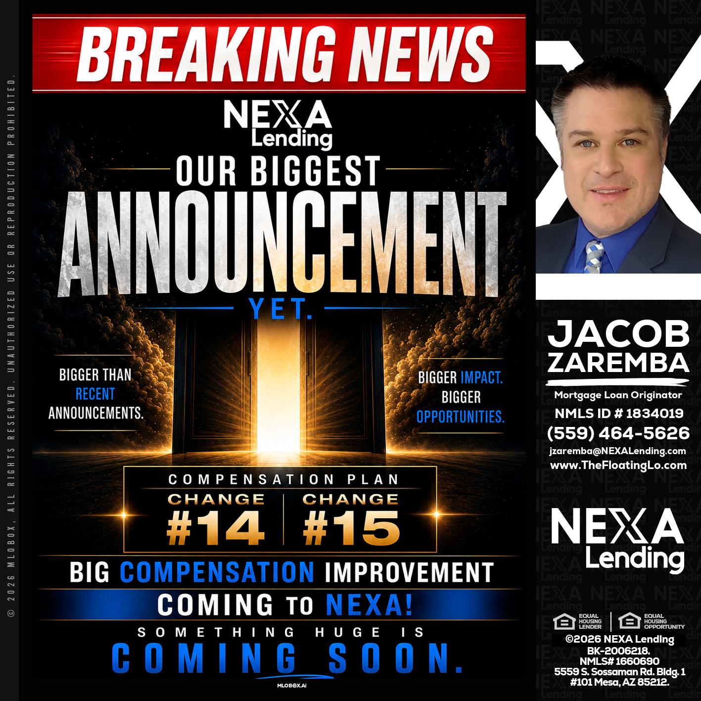 BREAKING NEWS - Jacob Zaremba -MLO RMLO CMLO