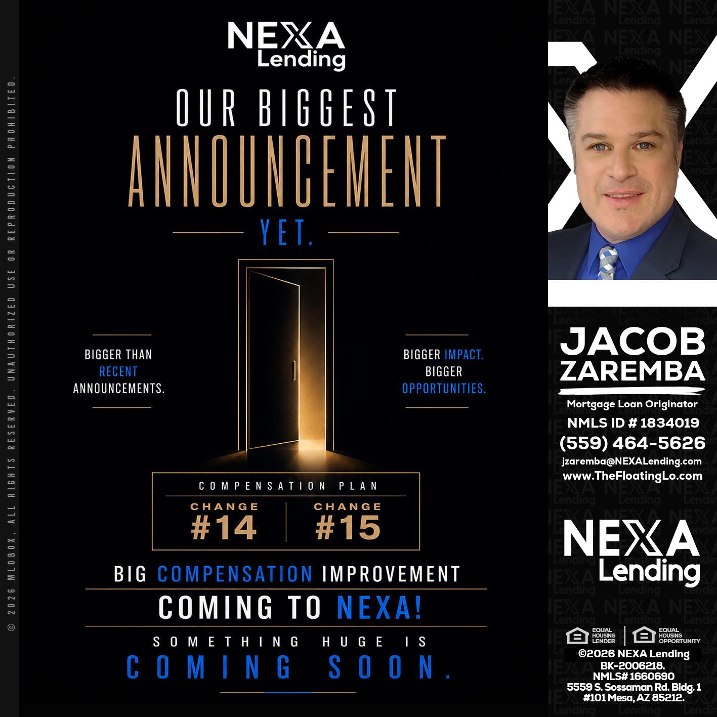 ANNOUNCEMENT - Jacob Zaremba -MLO RMLO CMLO