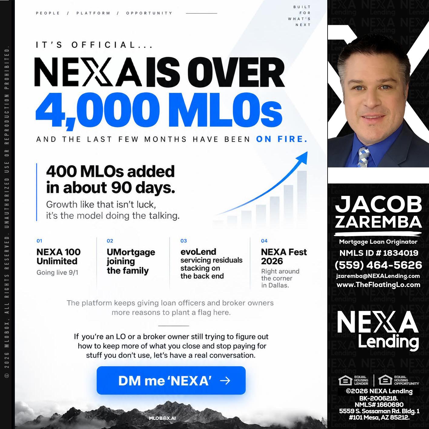 NEXA IS OVER 4000 MLOs - Jacob Zaremba -MLO RMLO CMLO