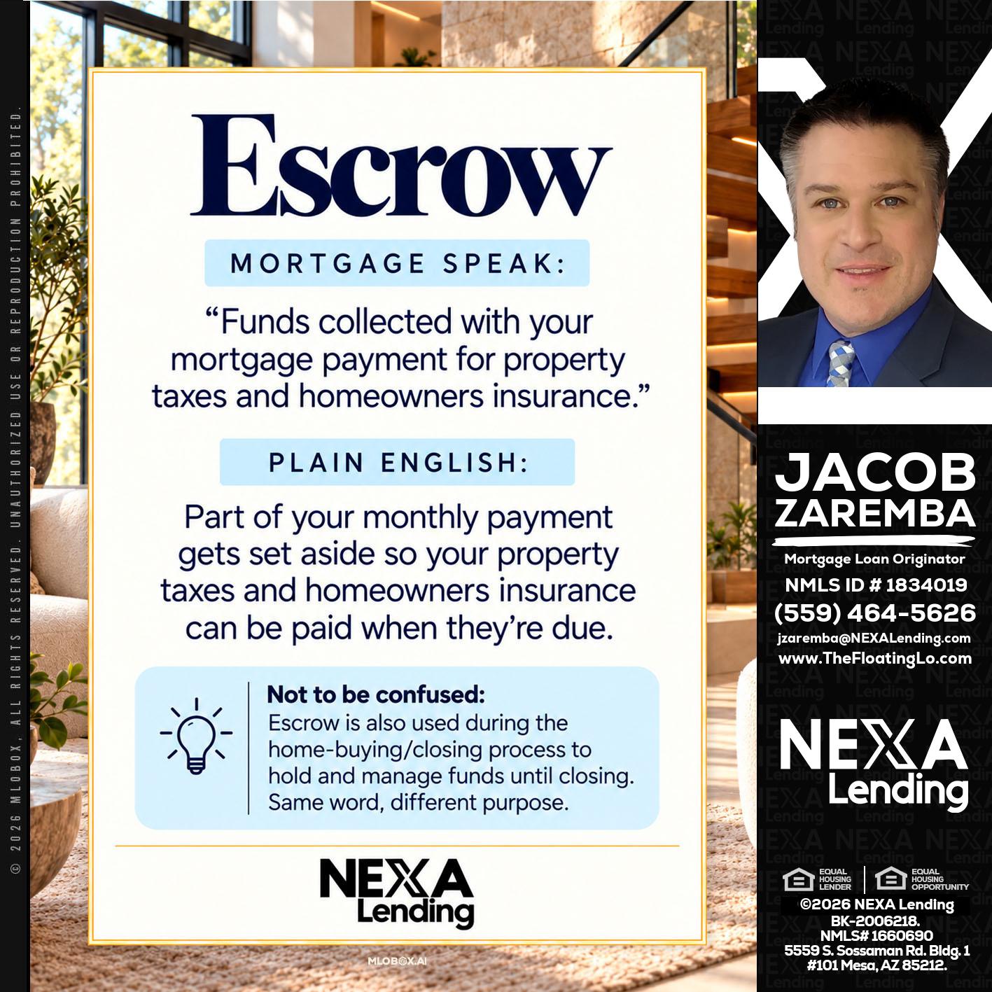 ESCROW - Jacob Zaremba -MLO RMLO CMLO