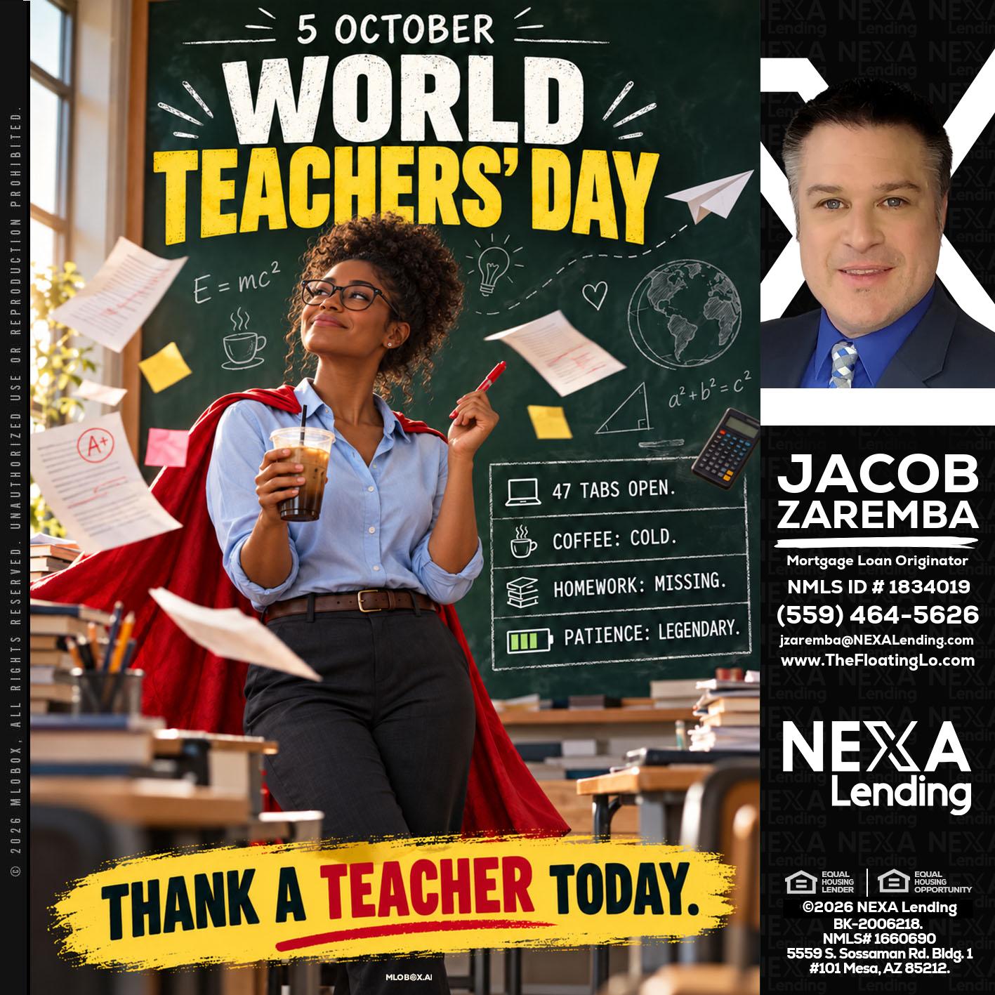 world teacher day - Jacob Zaremba -MLO RMLO CMLO